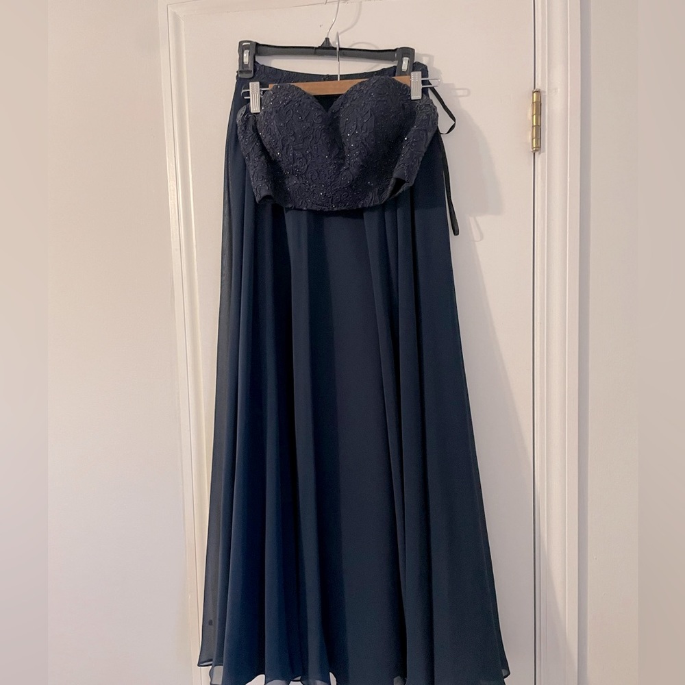 Navy Blue Two Piece Dress